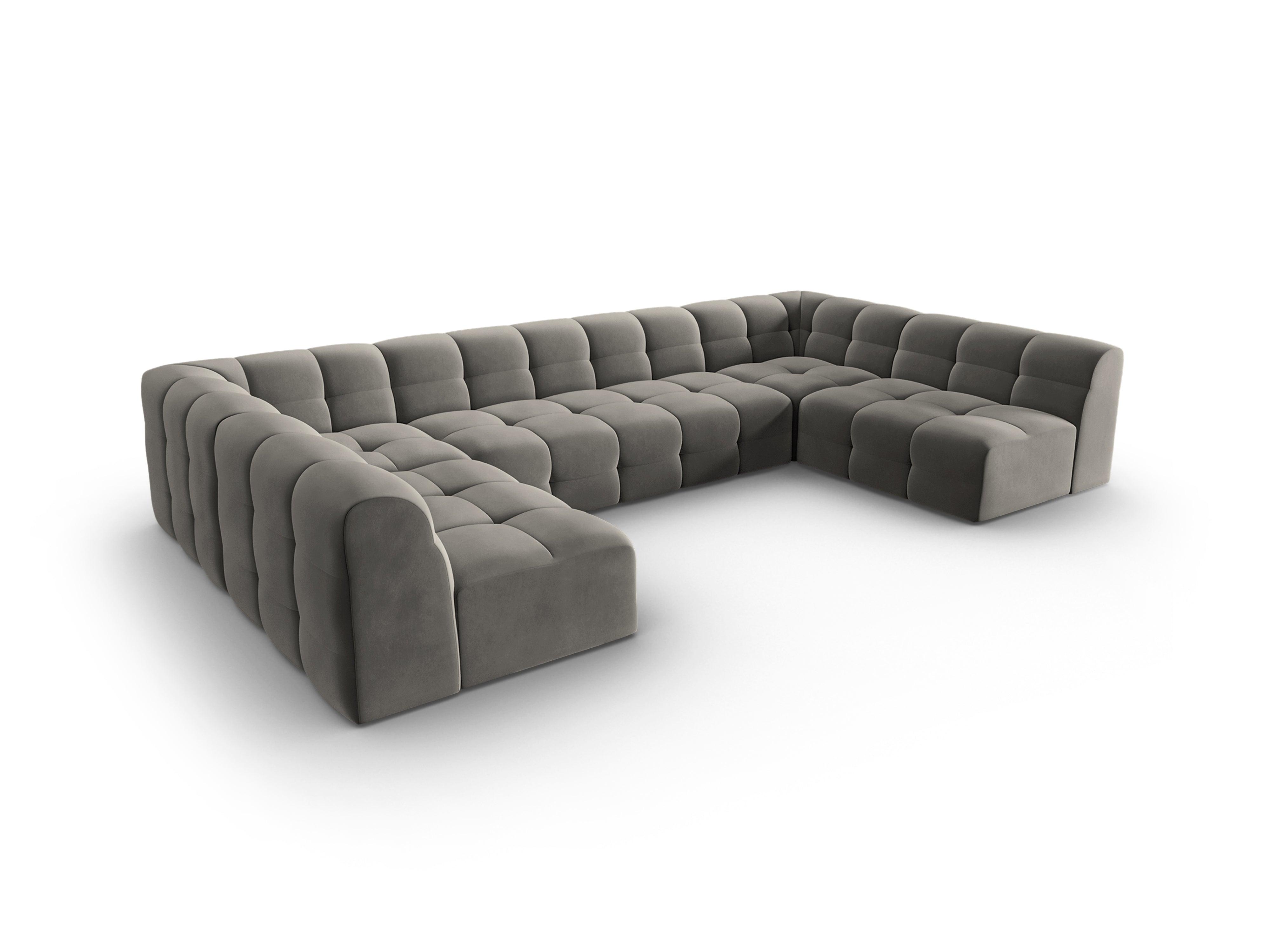 Narożnik aksamitny w kształcie U KENDAL szary Micadoni    Eye on Design