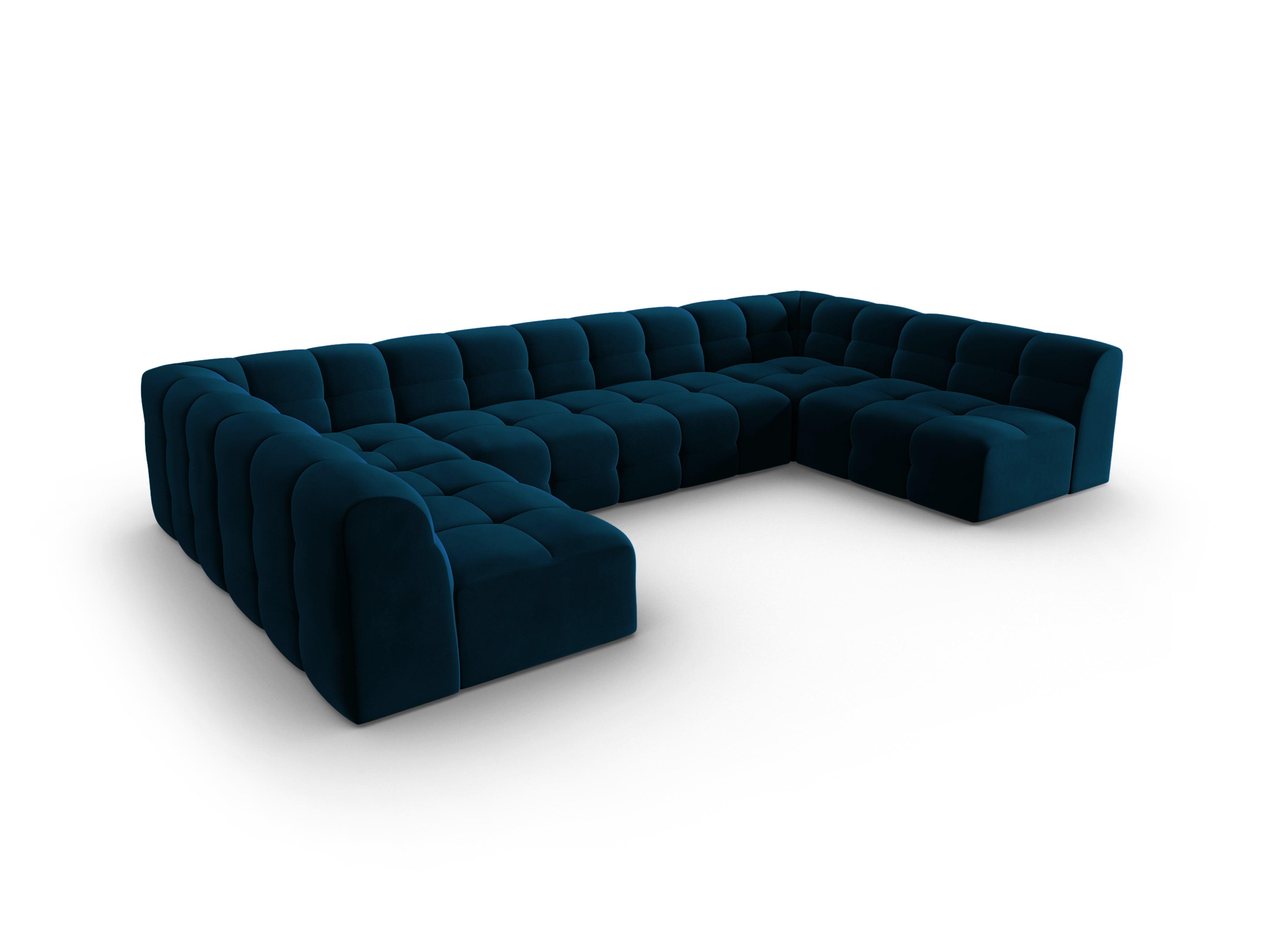 Narożnik aksamitny w kształcie U KENDAL granatowy Micadoni    Eye on Design