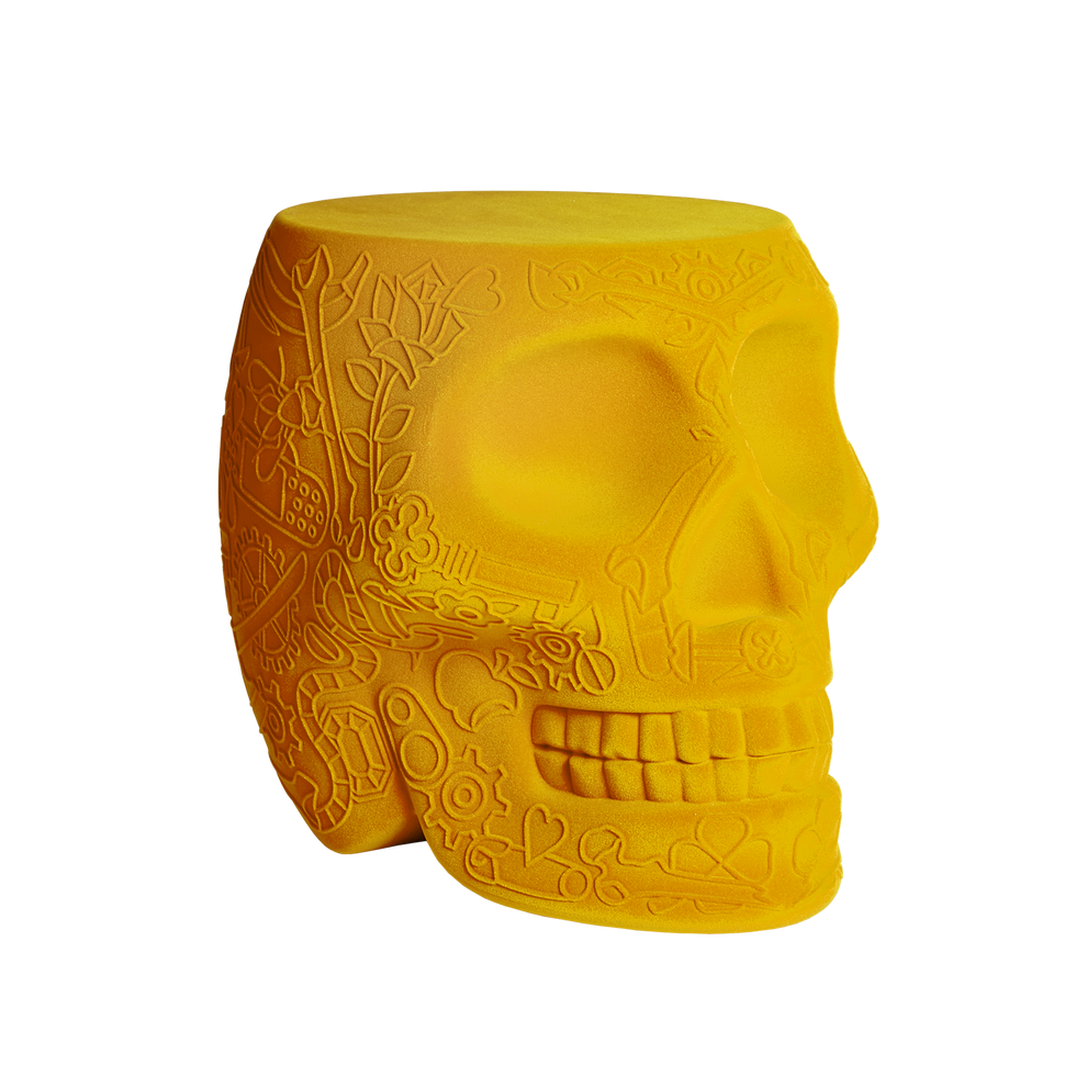 Stołek i stolik boczny MEXICO VELVET żółty BRAK U PRODUCENTA Qeeboo    Eye on Design