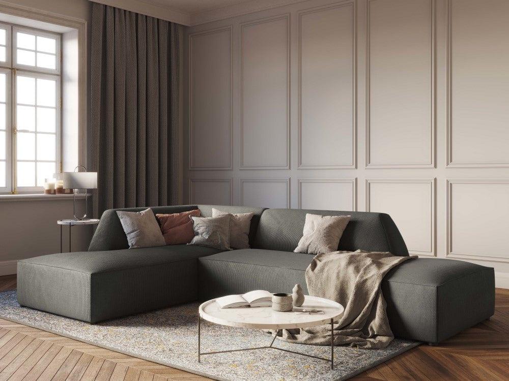 Sofa narożna sztruksowa lewostronna RUBY jasnoszary Micadoni    Eye on Design