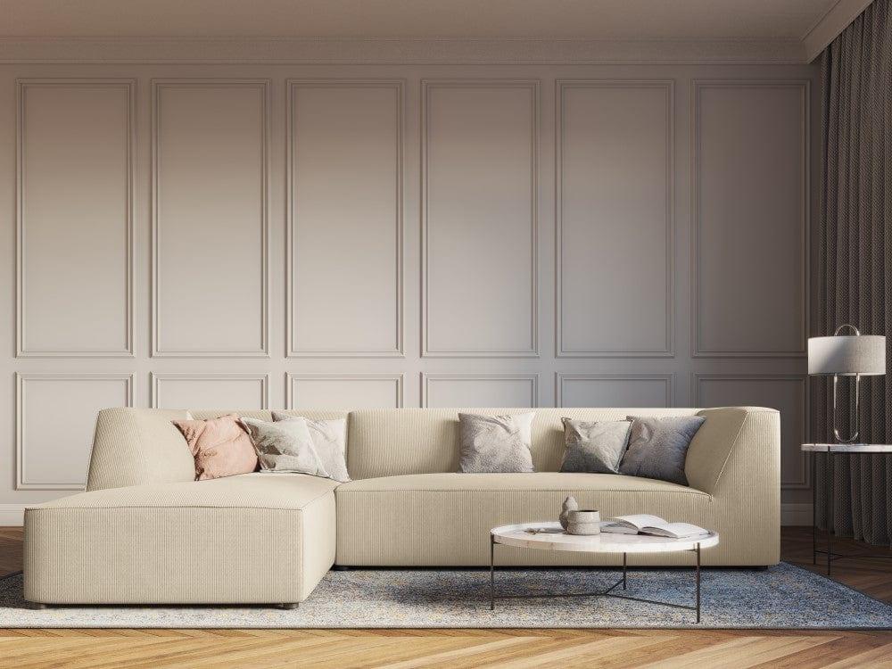 Narożnik sztruksowy 4-osobowy lewostronny RUBY beżowy Micadoni    Eye on Design