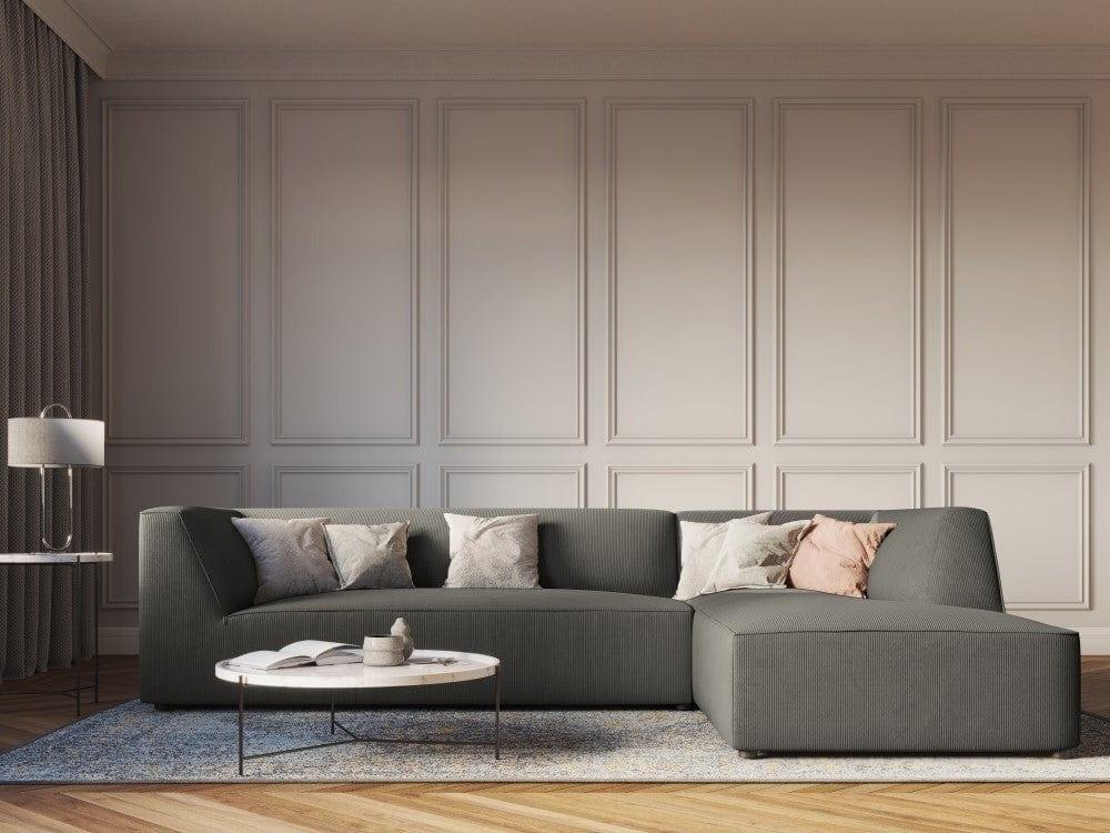 Narożnik sztruksowy 4-osobowy prawostronny RUBY jasnoszary Micadoni    Eye on Design