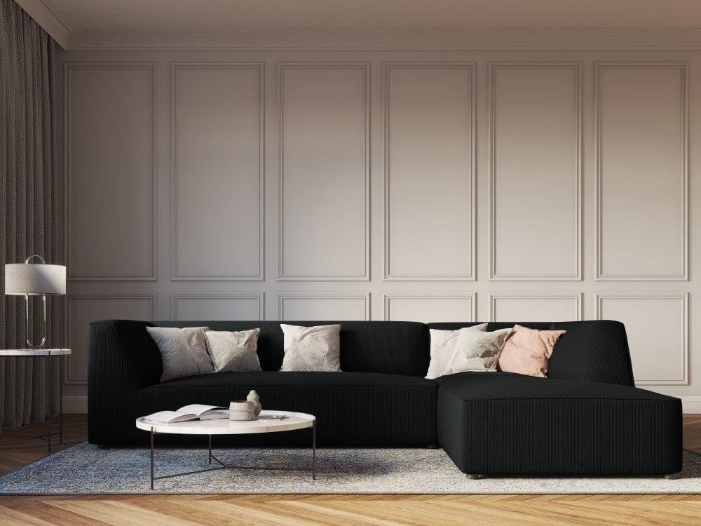 Narożnik sztruksowy 4-osobowy prawostronny RUBY czarny Micadoni    Eye on Design