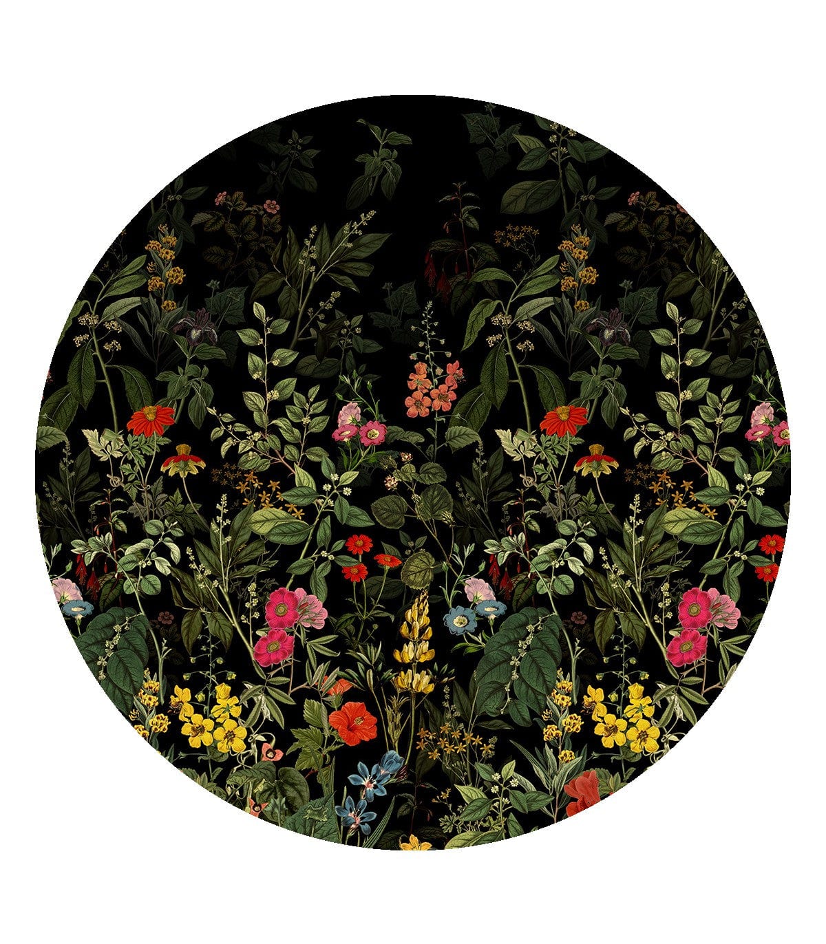 Mural w kształcie koła DOTS - MEADOW czarny – Wallcolors
