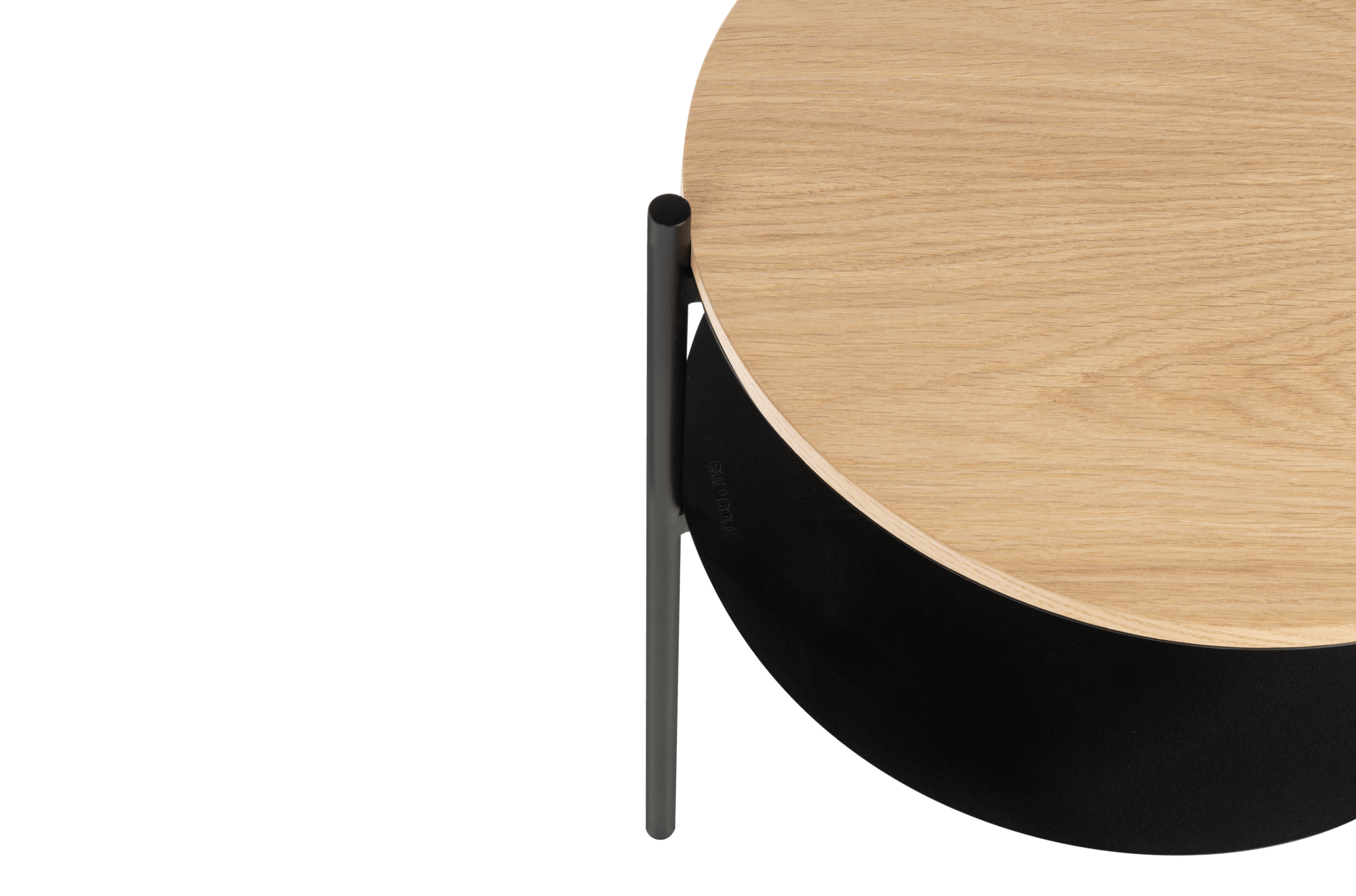 Stolik nocny TU czarny z dębowym blatem – styl minimalistyczny
