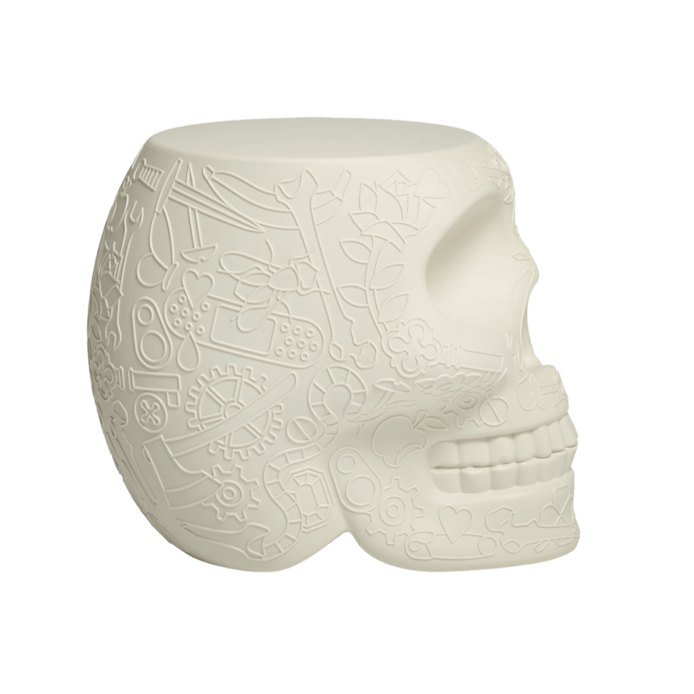 Stołek i stolik boczny MEXICO kremowy biały Qeeboo    Eye on Design