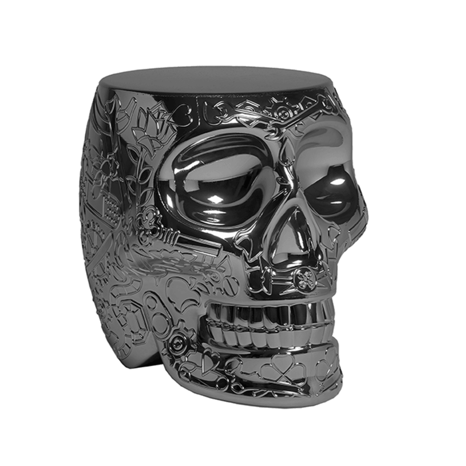 Stołek i stolik boczny MEXICO METALLIC tytanowy Qeeboo    Eye on Design