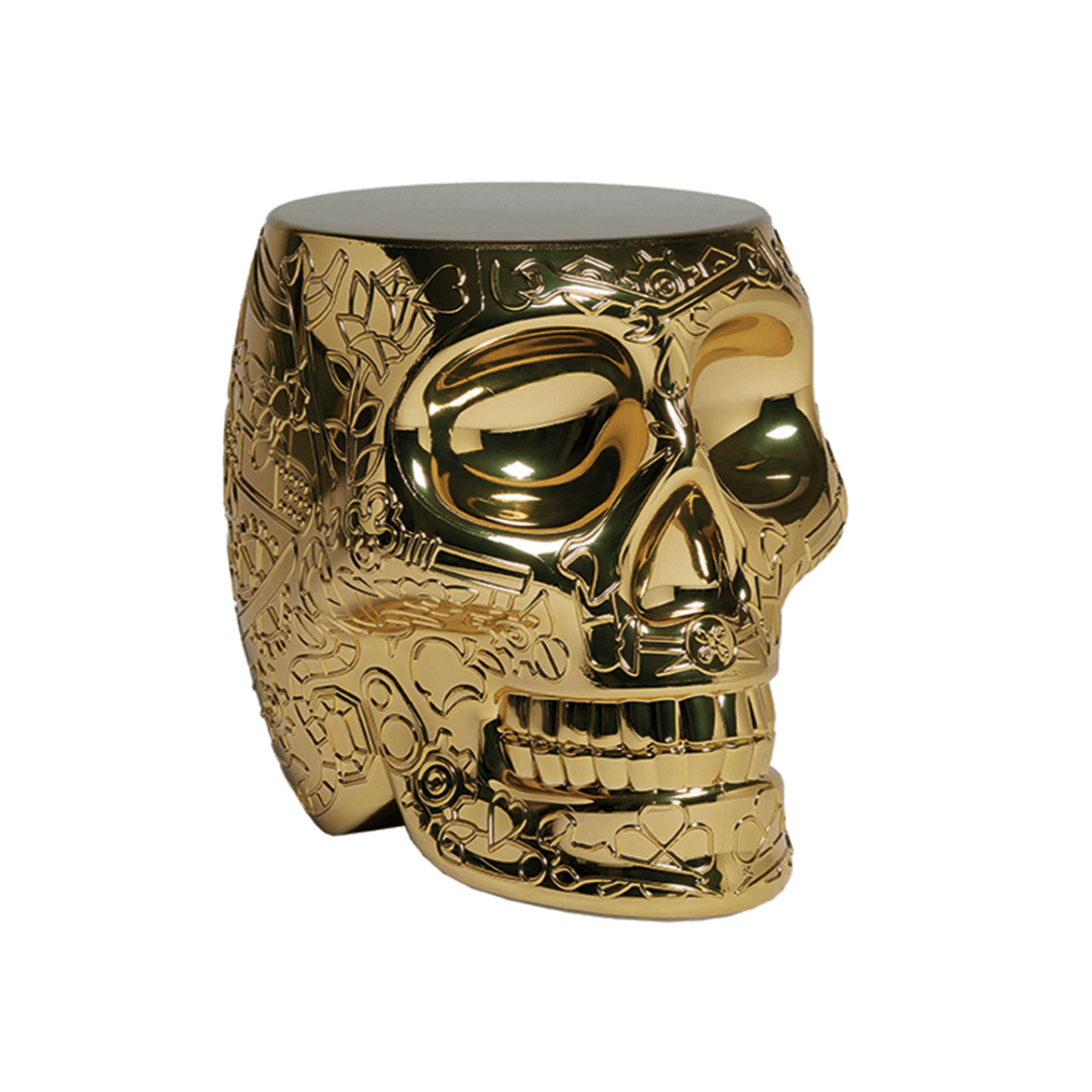 Stołek i stolik boczny MEXICO METALLIC złoty Qeeboo    Eye on Design