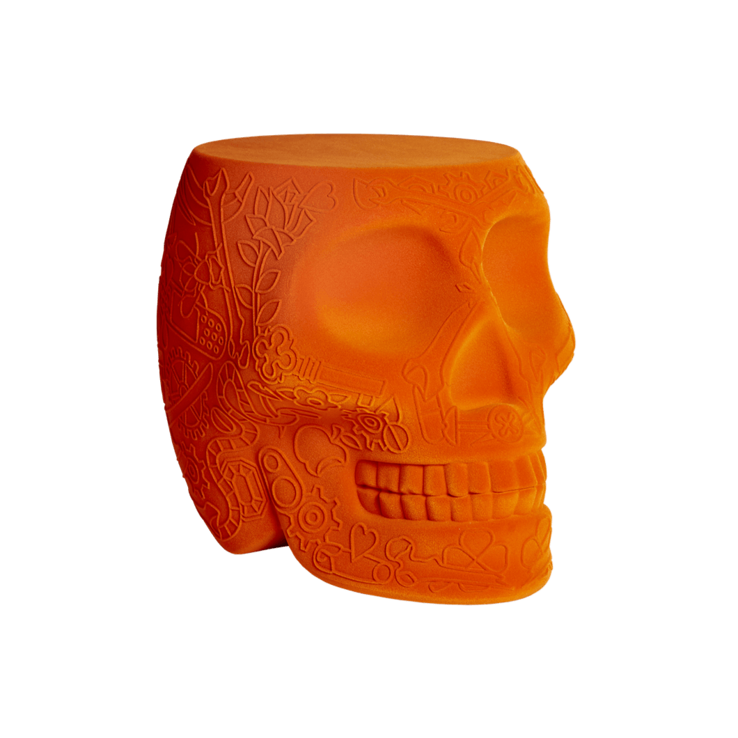 Stołek i stolik boczny MEXICO VELVET pomarańczowy Qeeboo    Eye on Design