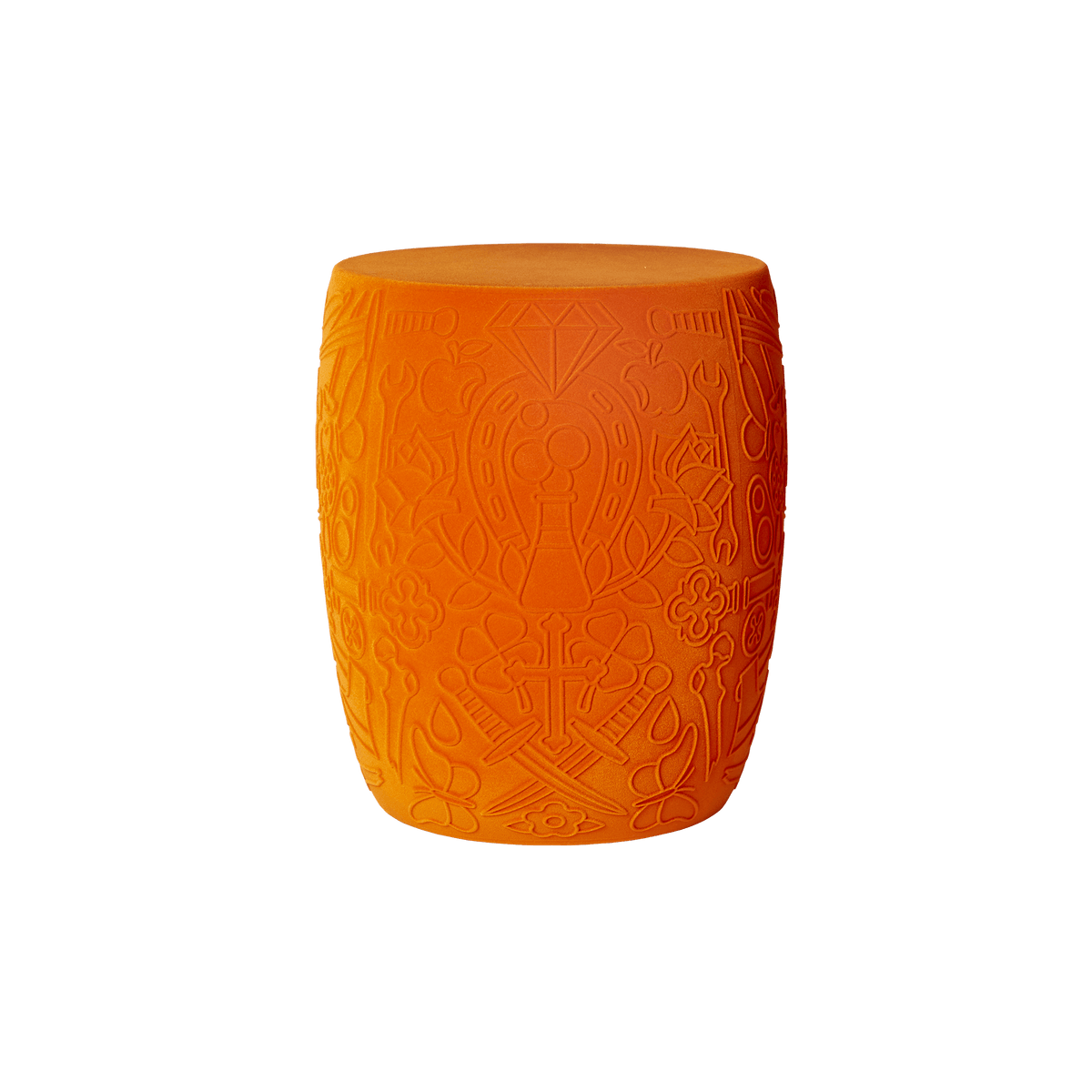 Stołek i stolik boczny MEXICO VELVET pomarańczowy Qeeboo    Eye on Design